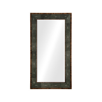 Faux Macassar Ebony & Anthracite Shagreen Floor Mirror