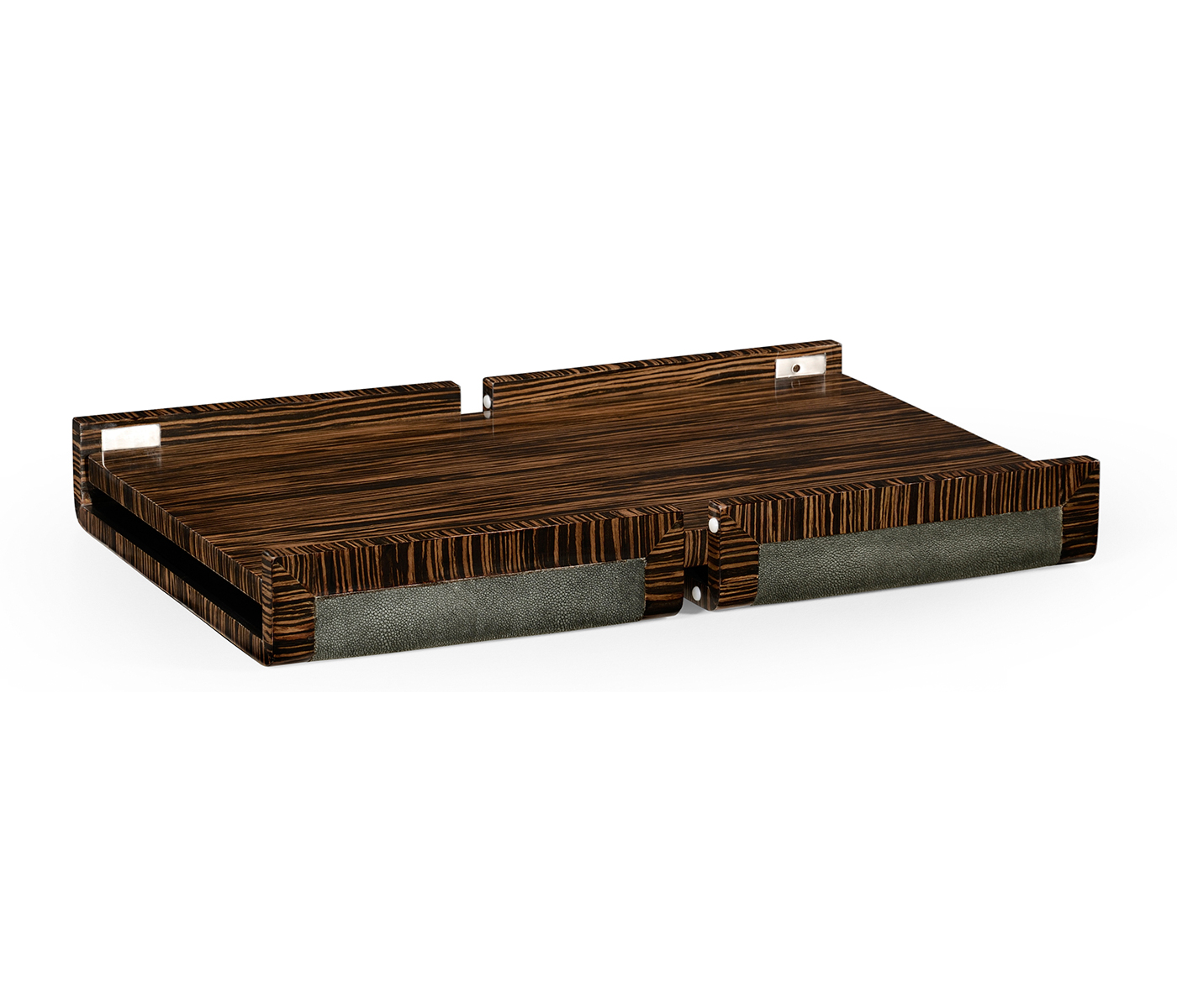 Faux Macassar Ebony & Anthracite Shagreen Bed Tray