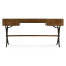 Hammered Iron Bureau Plat with Black Leather Inserts