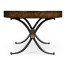 Hammered iron and burl oval coffee table