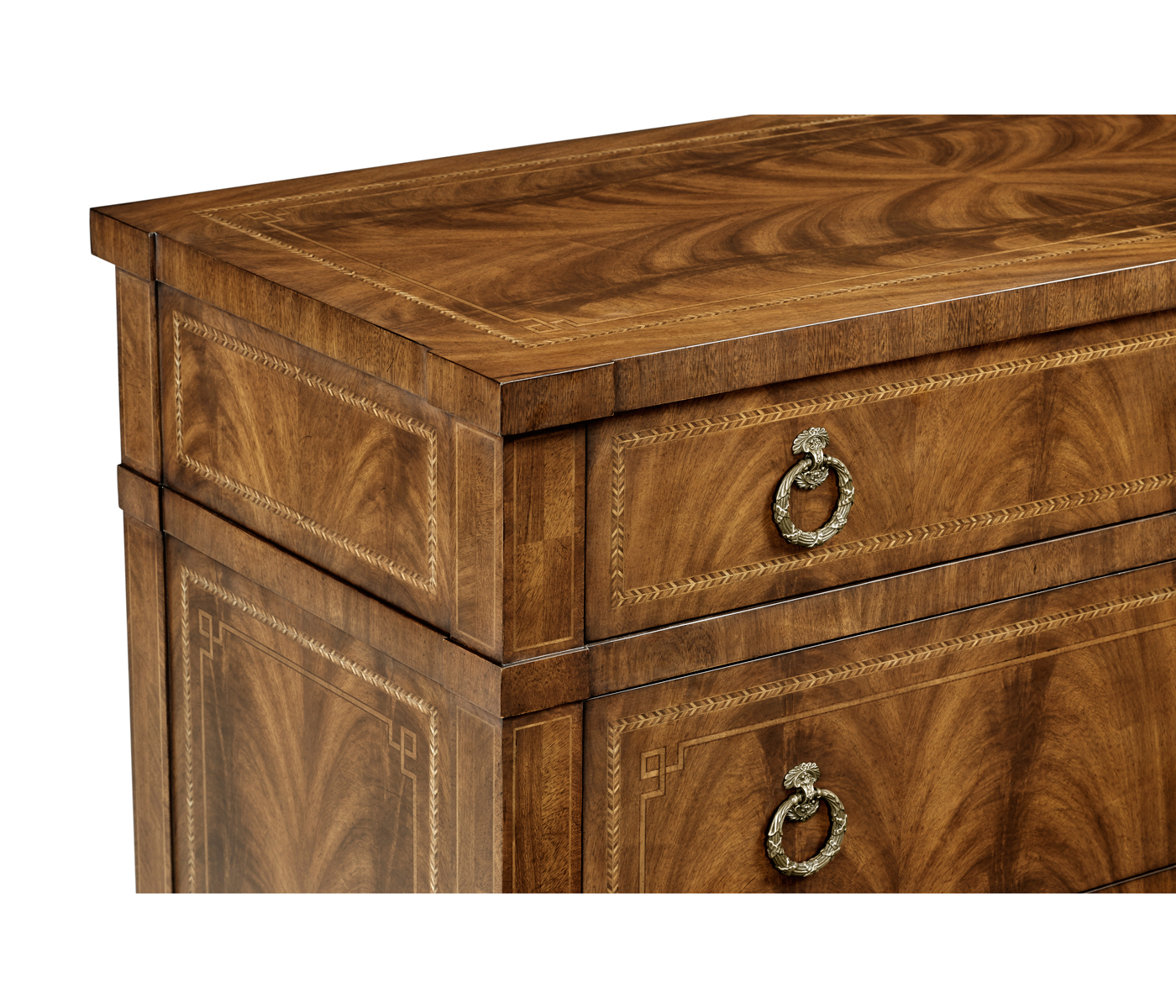 Empire style walnut three drawer chest