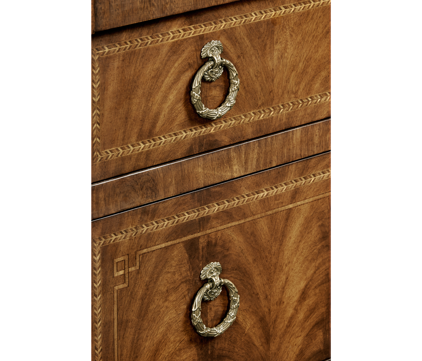 Empire style walnut three drawer chest