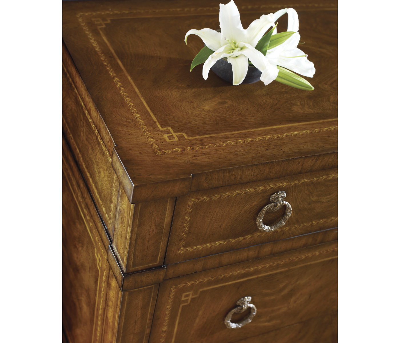 Empire style walnut three drawer chest
