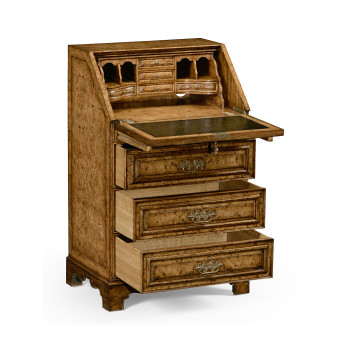 Burl oak fall front bureau