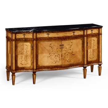 Satinwood serpentine sideboard with floral inlay