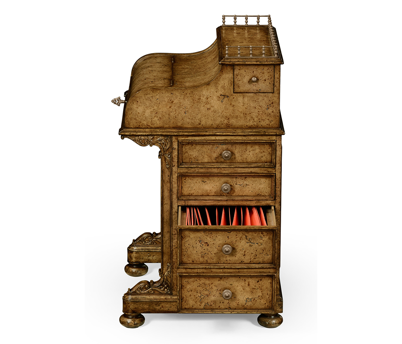 Burl oak davenport desk