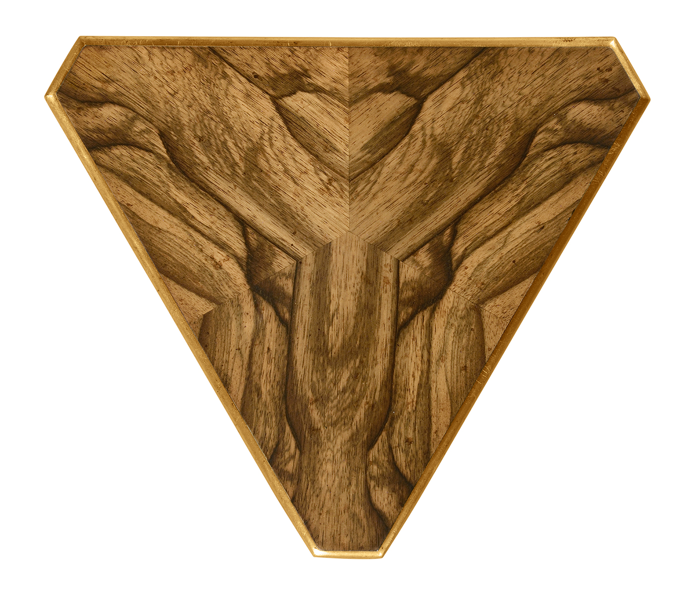Argentinian walnut veneered triangle lamp table