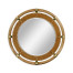 Circular Nautical Style Oak and Leather Mirror
