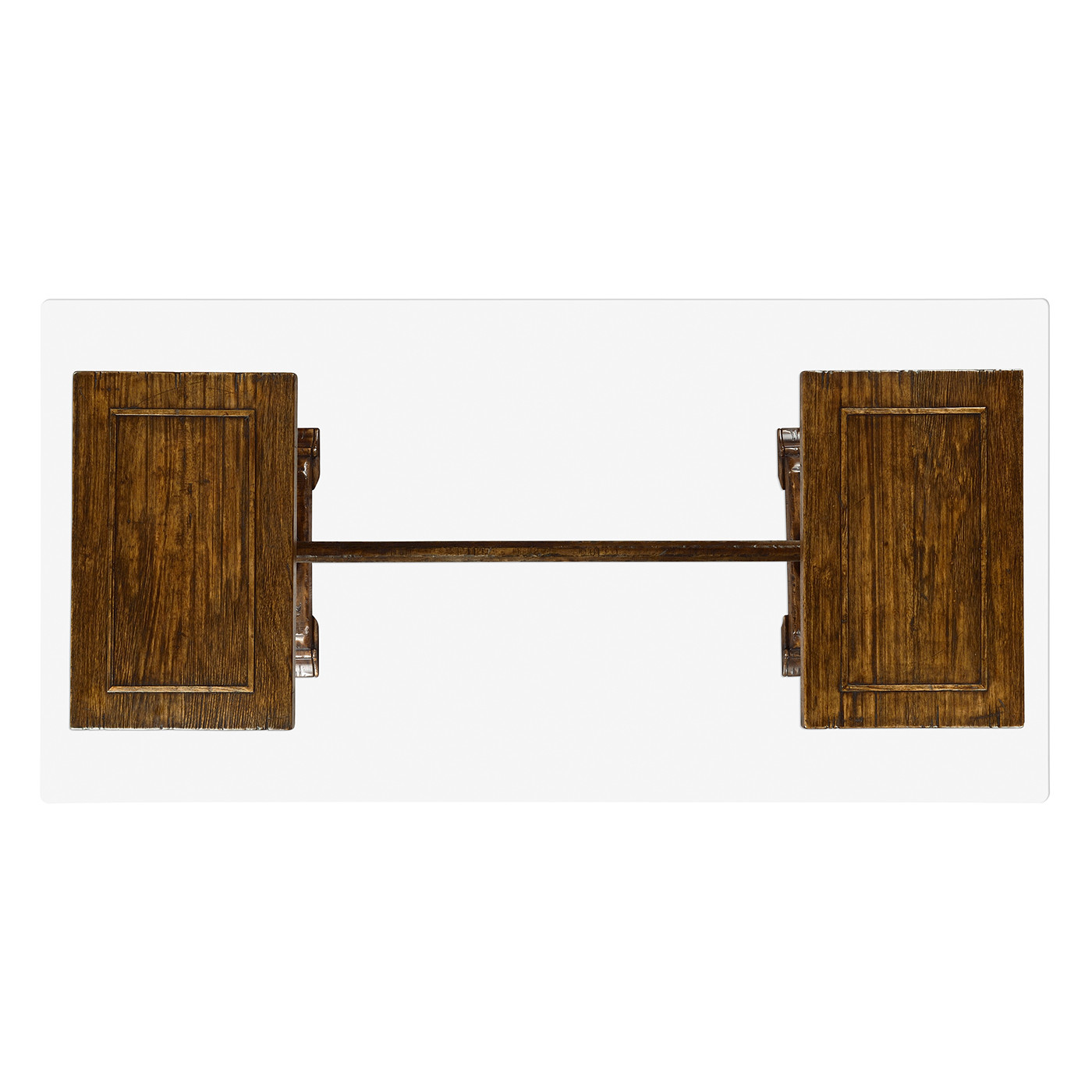 Country living style walnut desk with glass top