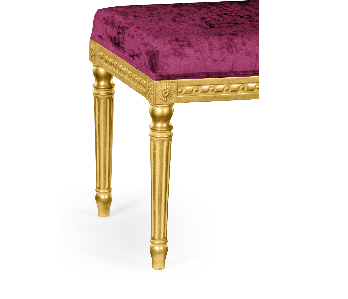 Louis XV style bench (Gold leaf/Velvet Fuchsia)