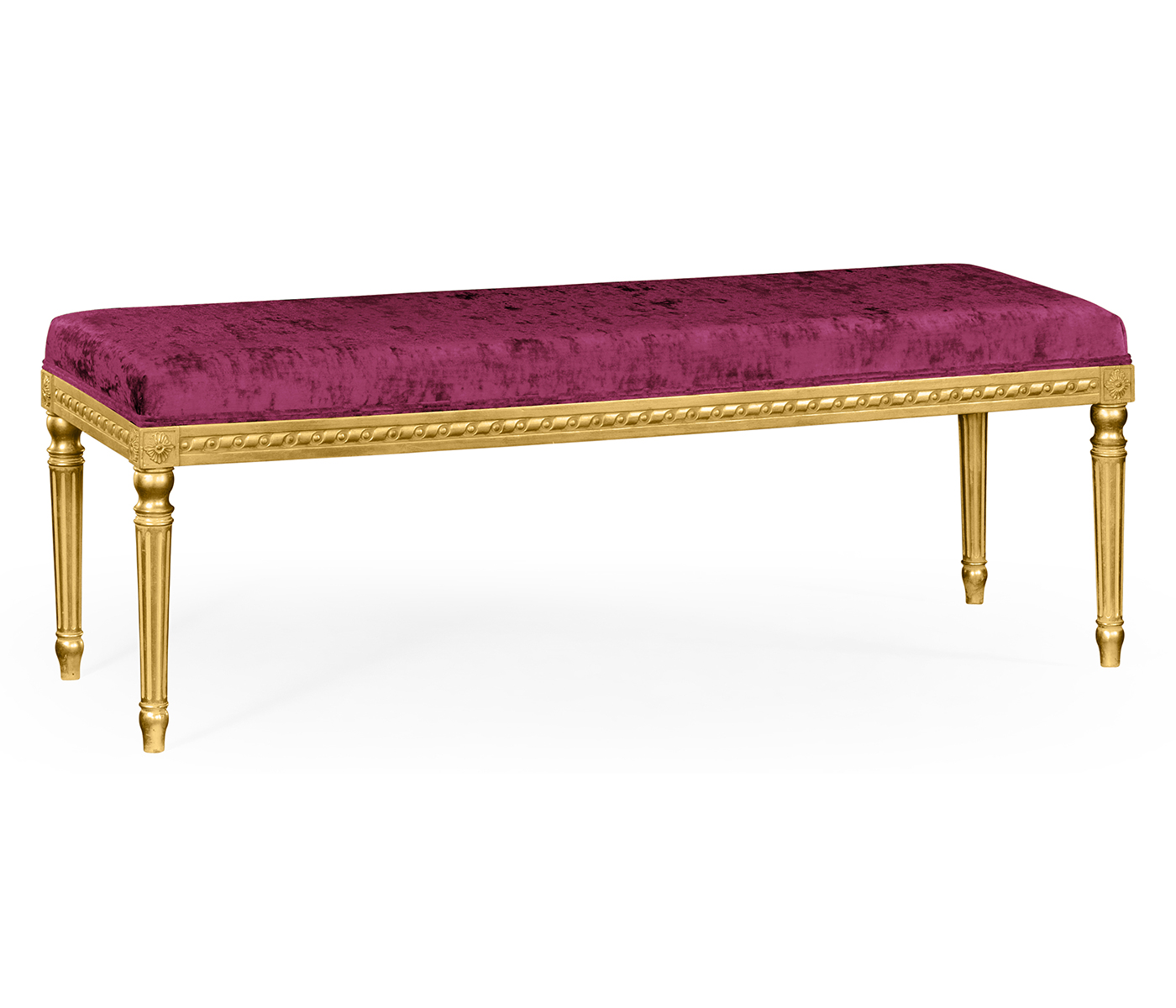 Louis XV style bench (Gold leaf/Velvet Fuchsia)