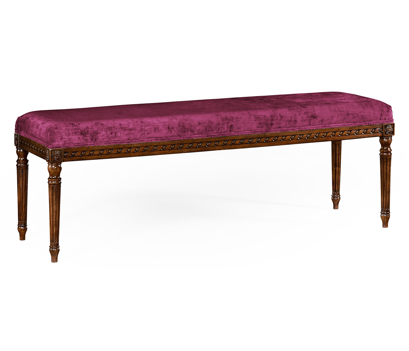 Louis XV style bench (Mahogany/Velvet Fuchsia)