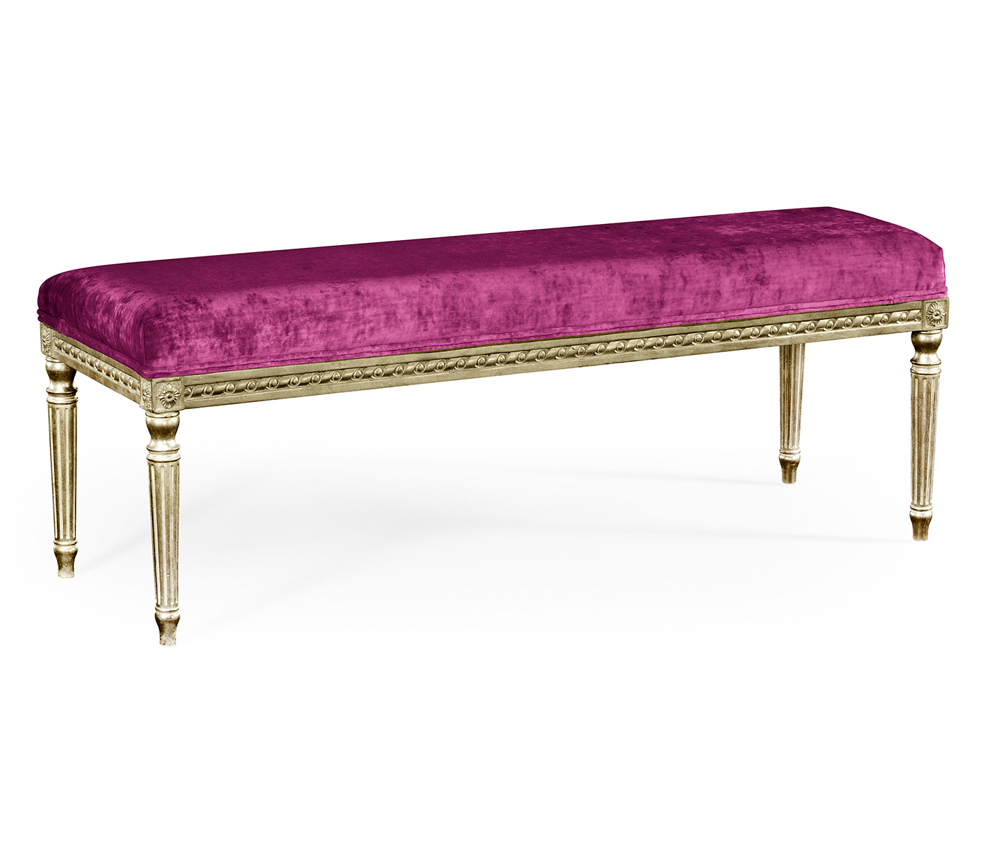 Louis XV bench - Country Sage & Velvet fuchsia