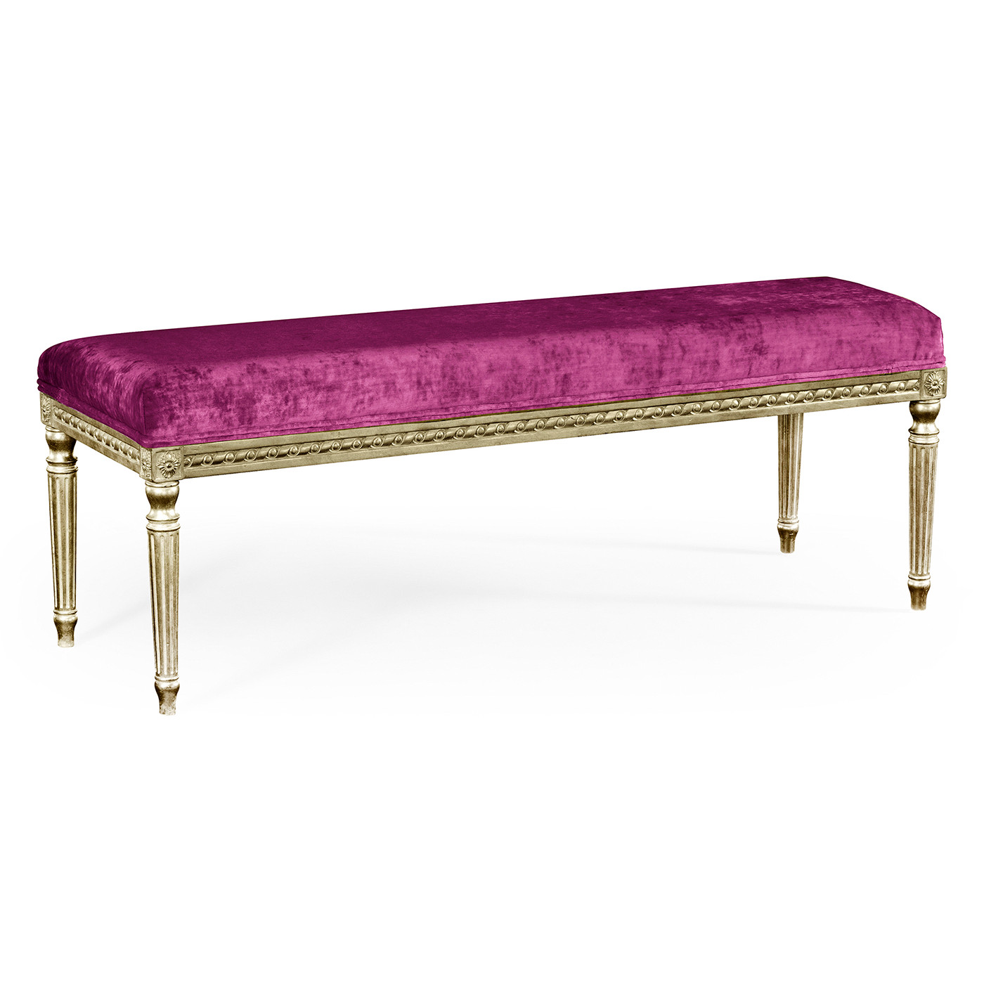 Louis XV bench - Country Sage & Velvet fuchsia