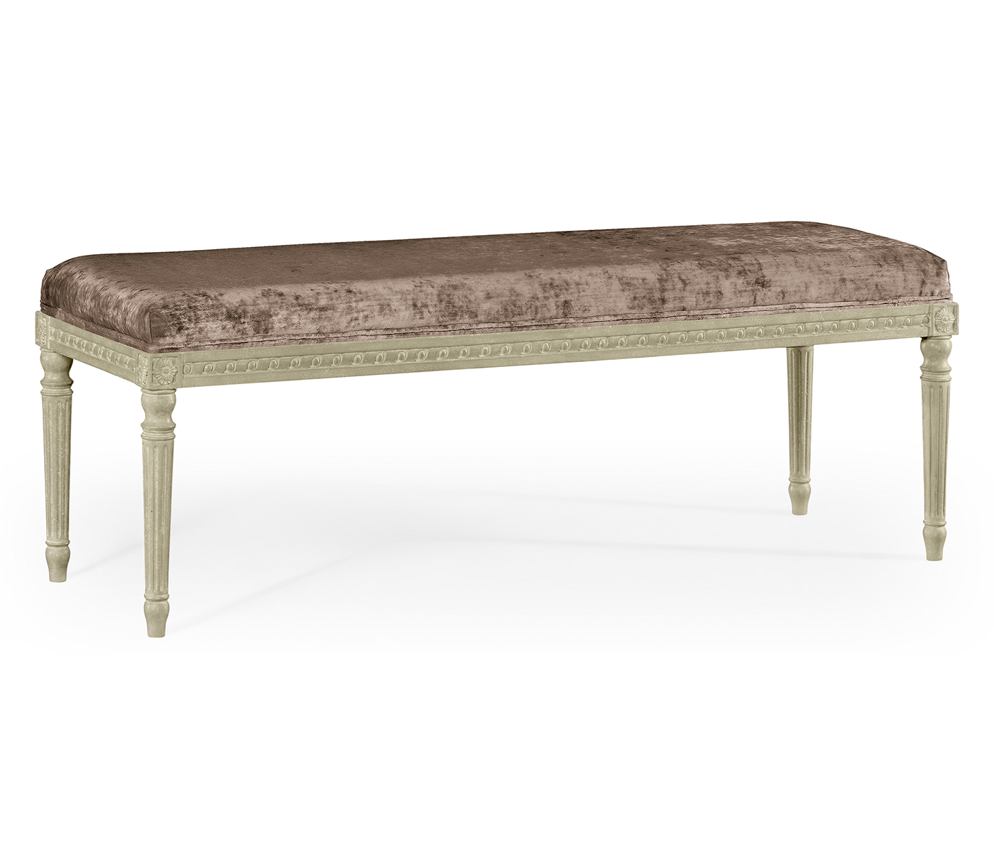 Louis XV bench - Grey weathered & Velvet truffle