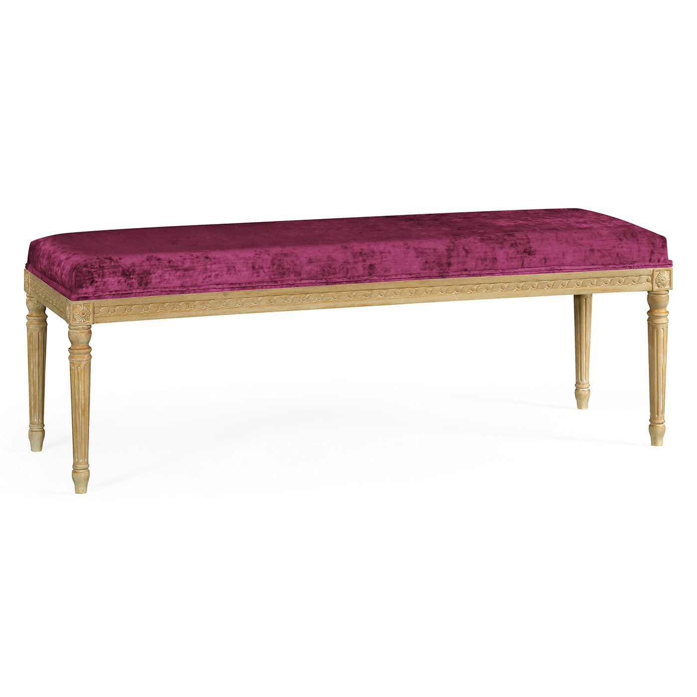Louis XV style bench (Limed Tulip Wood/Velvet Fuchsia)