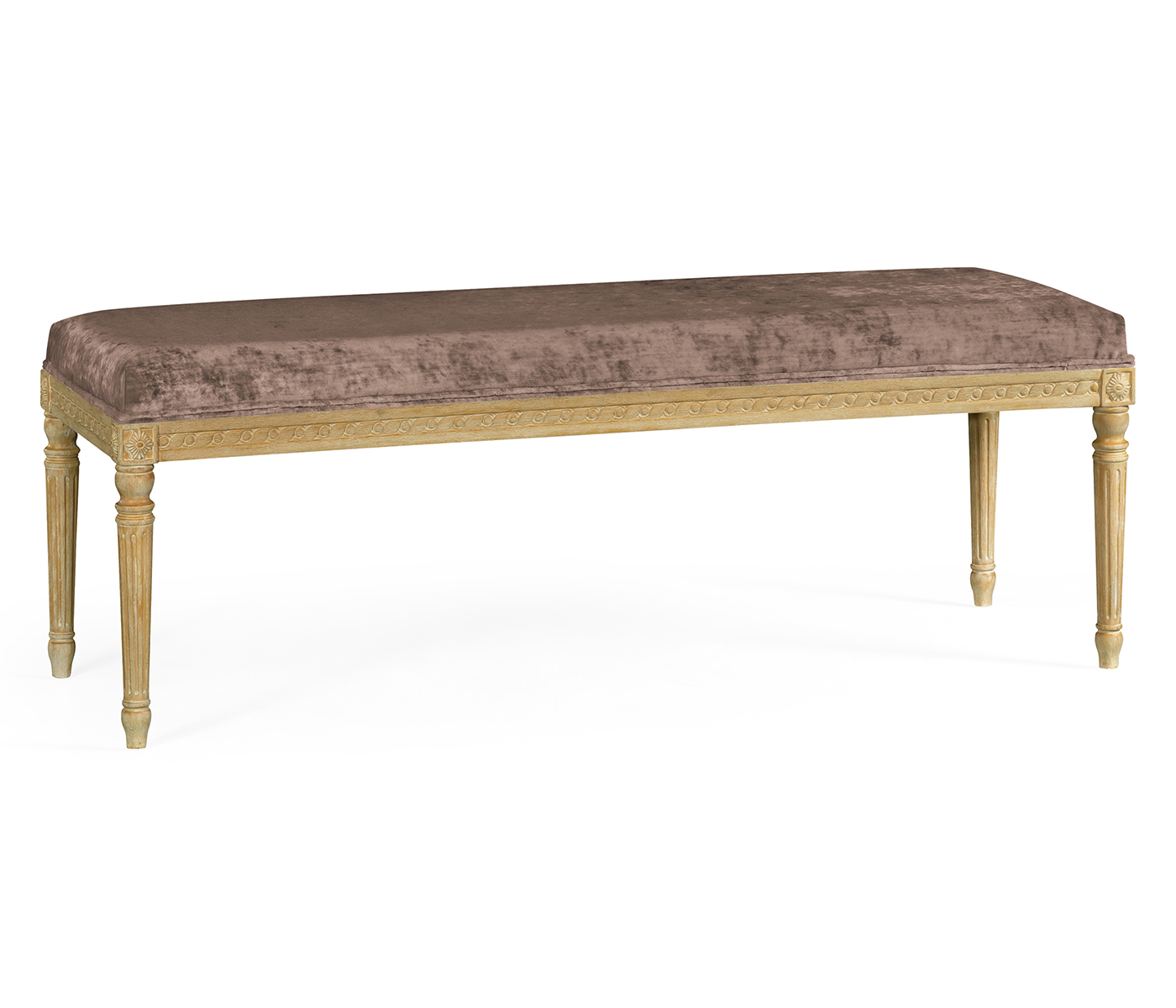 Louis XV style bench (Limed Tulip Wood/Velvet Truffle)