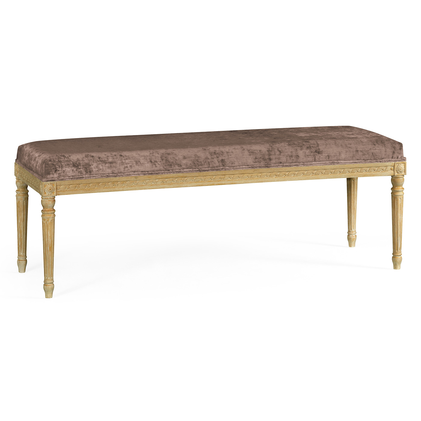 Louis XV style bench (Limed Tulip Wood/Velvet Truffle)