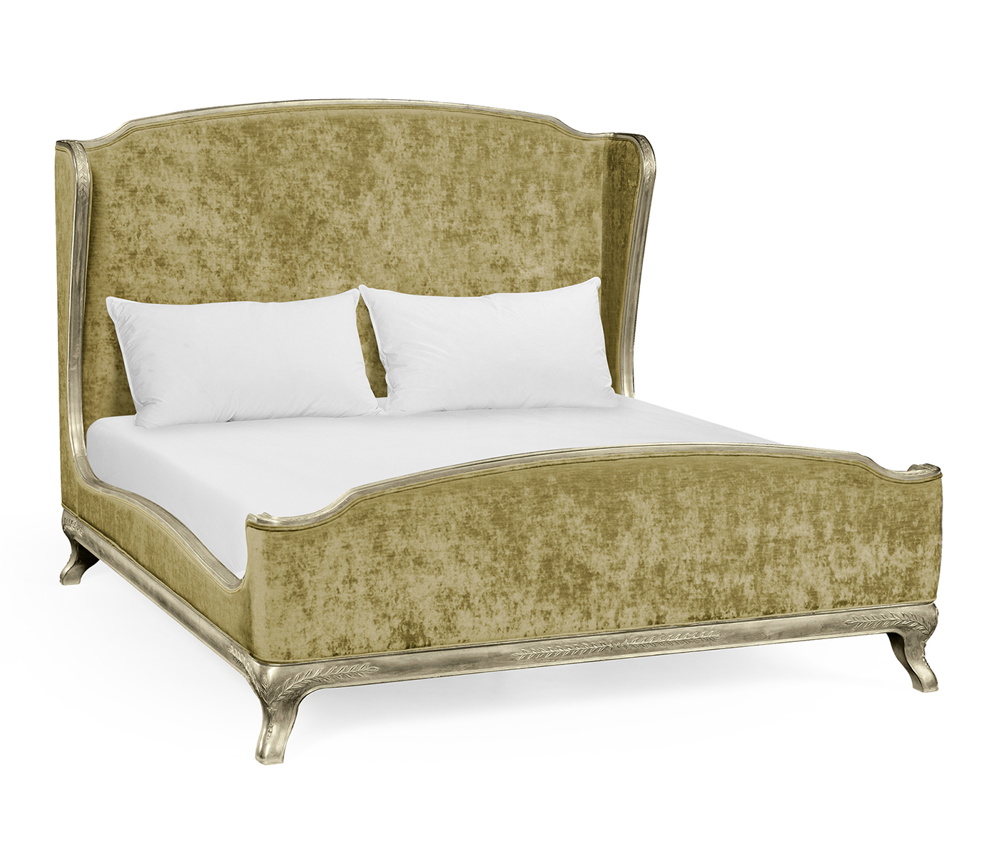Louis XV Silver-Leaf Cali King Bed
