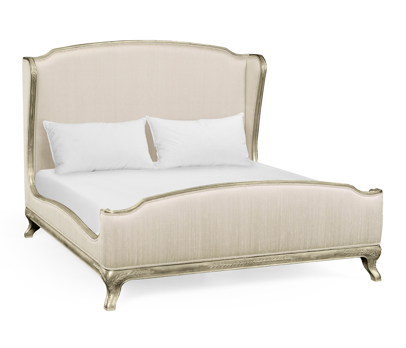 Louis XV Silver-Leaf Cali King Bed