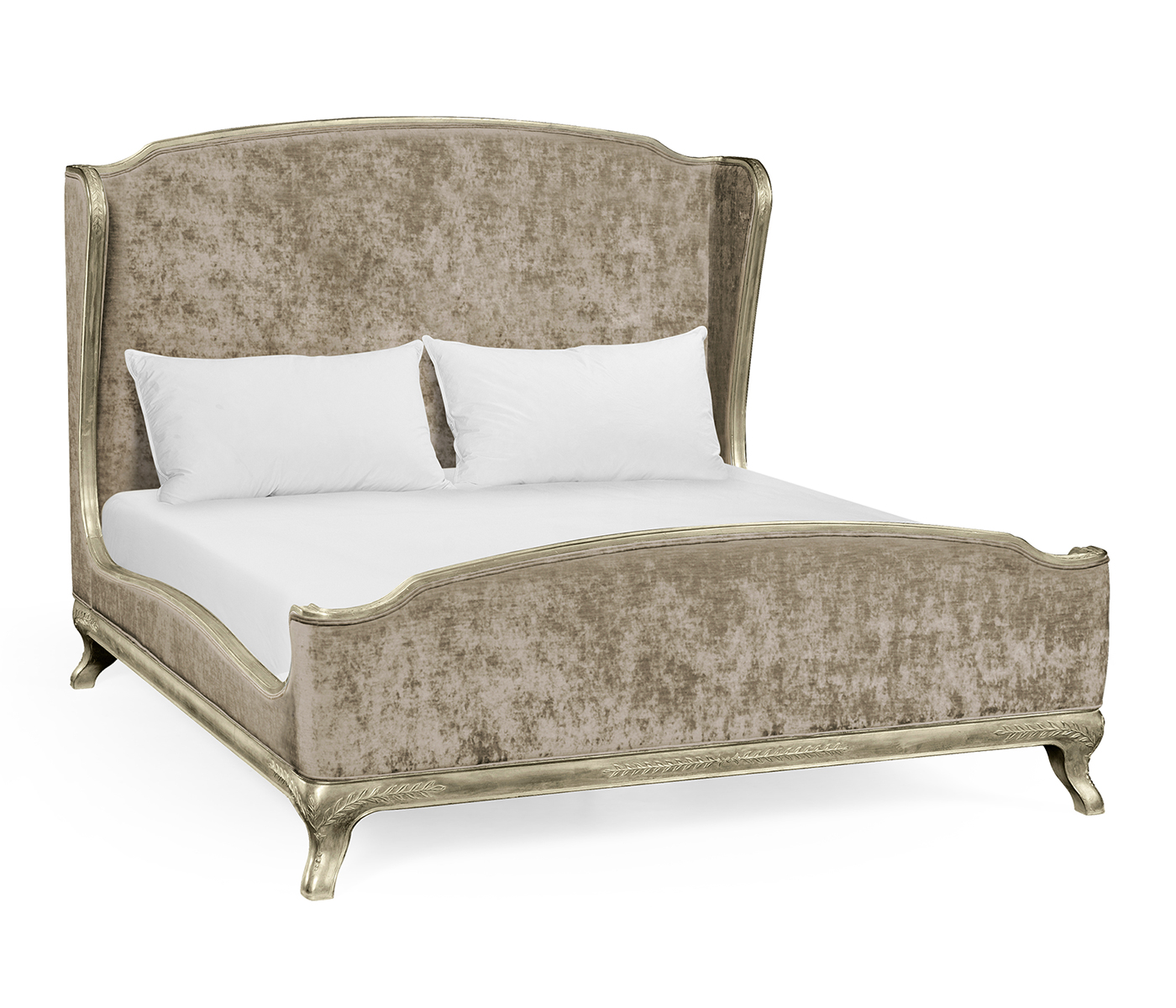 Louis XV Silver-Leaf US King Bed