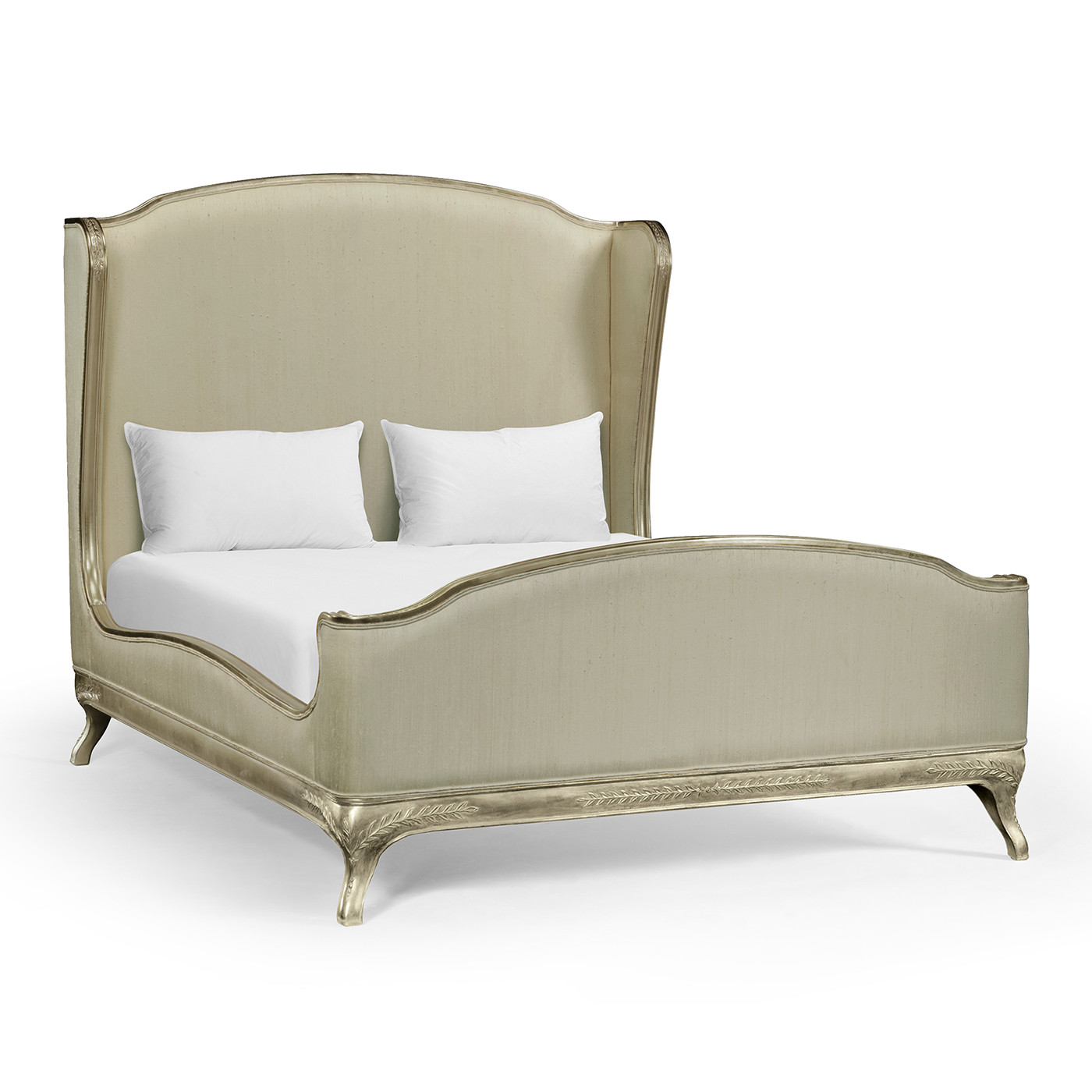 Louis XV Silver-Leaf US Queen Bed