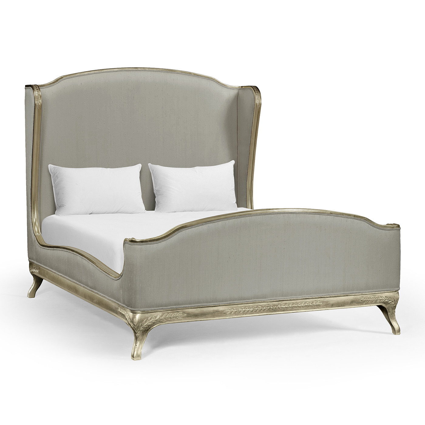 Louis XV Silver-Leaf US Queen Bed