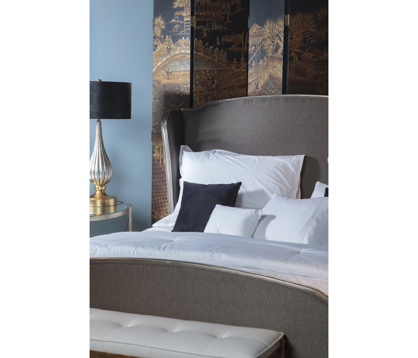 Louis XV Silver-Leaf US Queen Bed