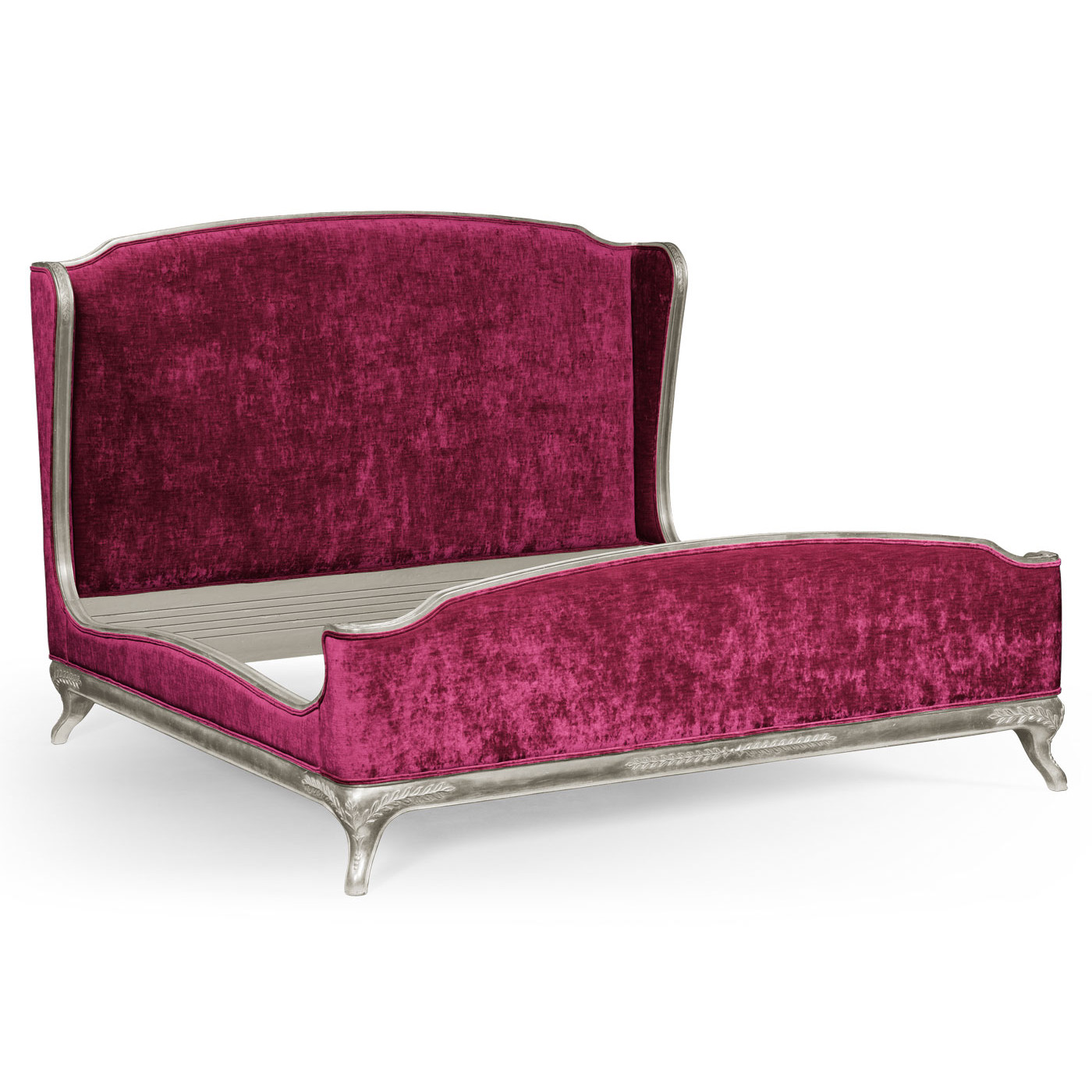 Louis XV Silver-Leaf Cali King Bed