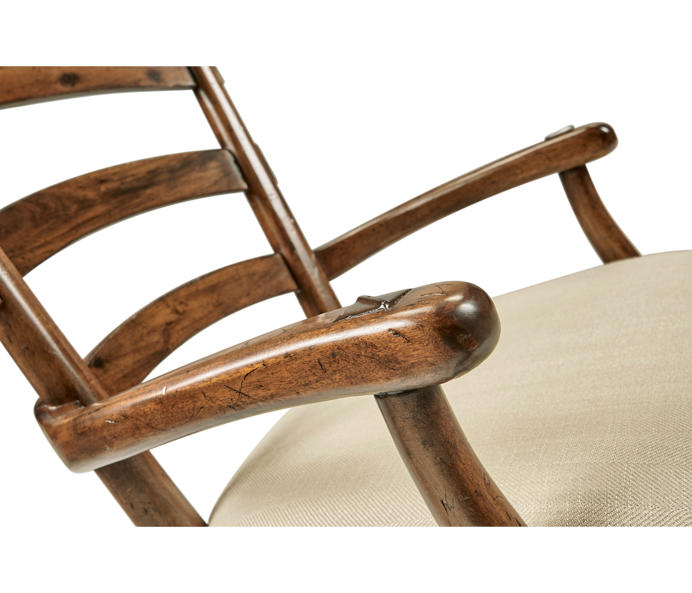 Casual Walnut Ladderback Arm Chair