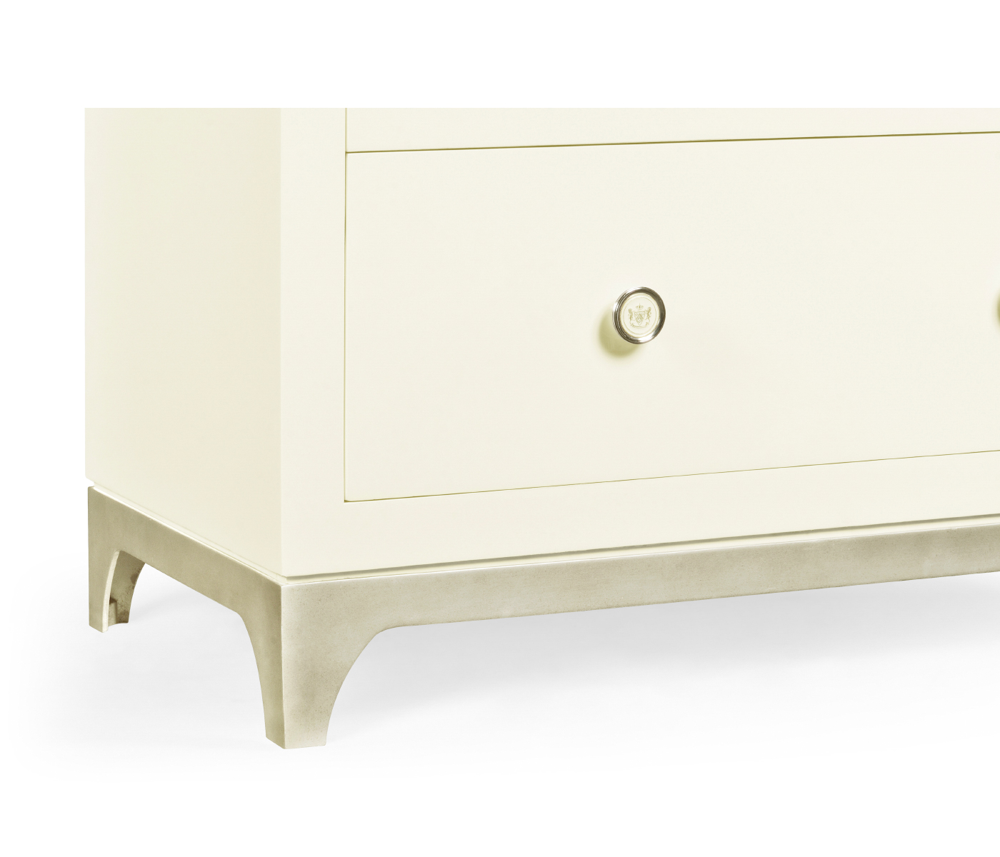 Tall chest with blazer buttons (Blanc/Silver)