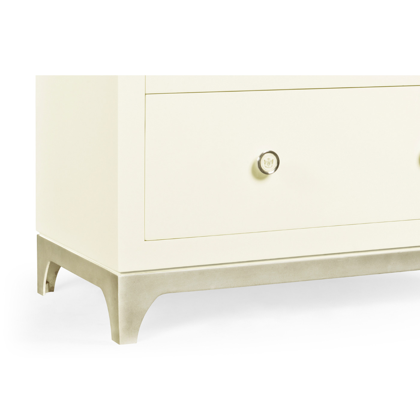 Tall chest with blazer buttons (Blanc/Silver)