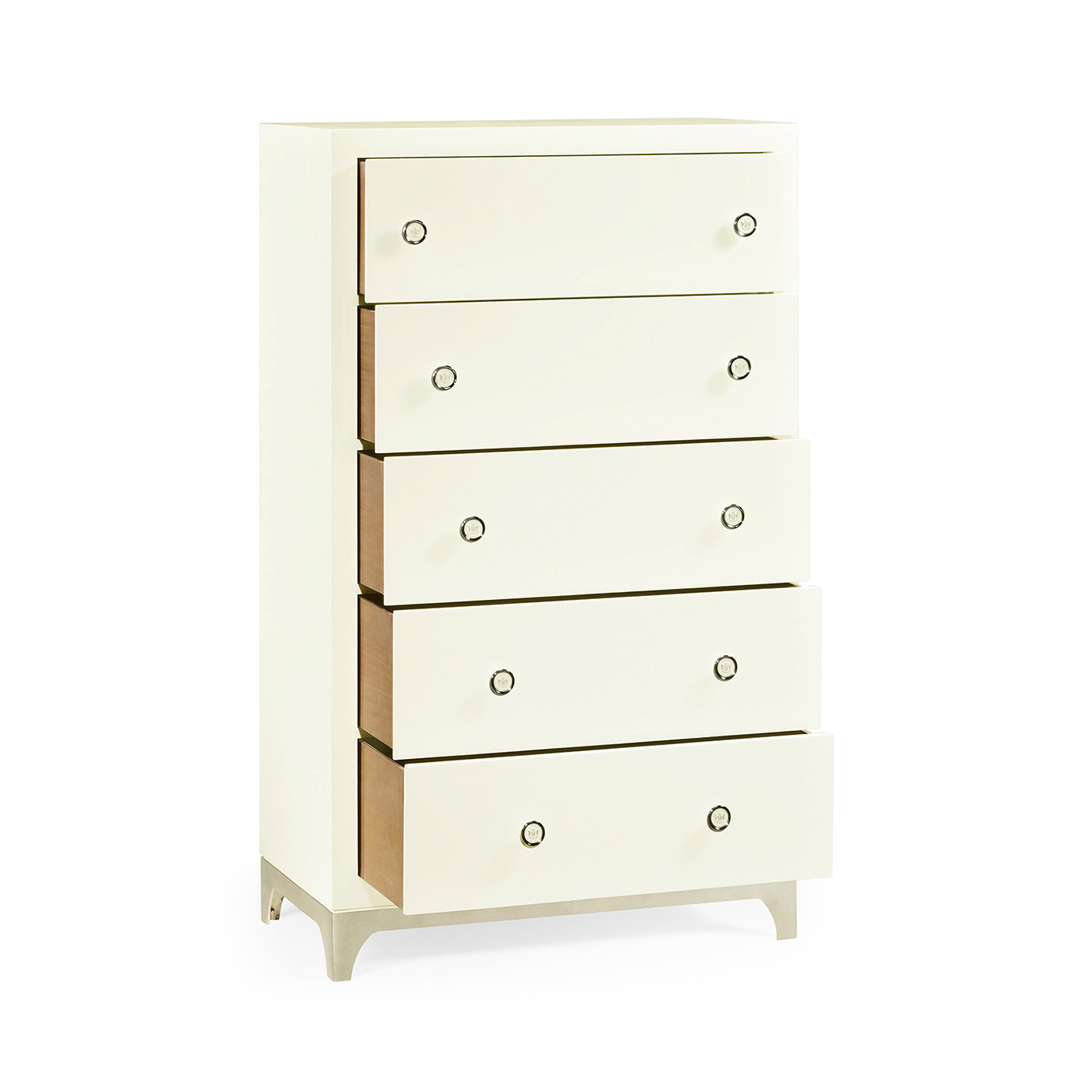 Tall chest with blazer buttons (Blanc/Silver)