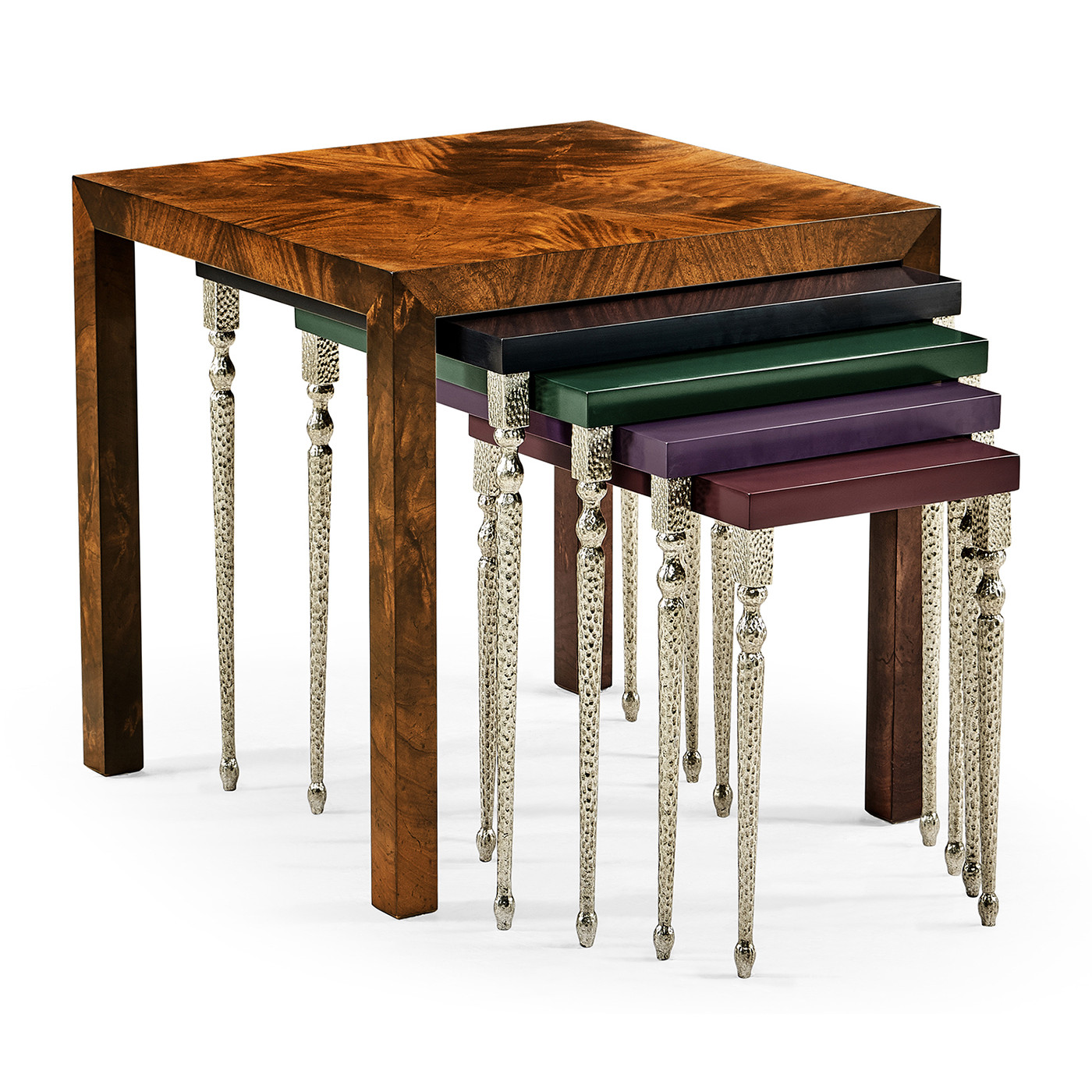 Mahogany and Hammered Iron Coloured Nest of Tables