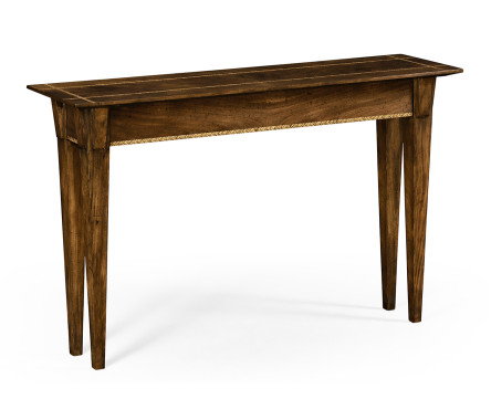 Craftsman's mahogany console with herringbone inlay detail