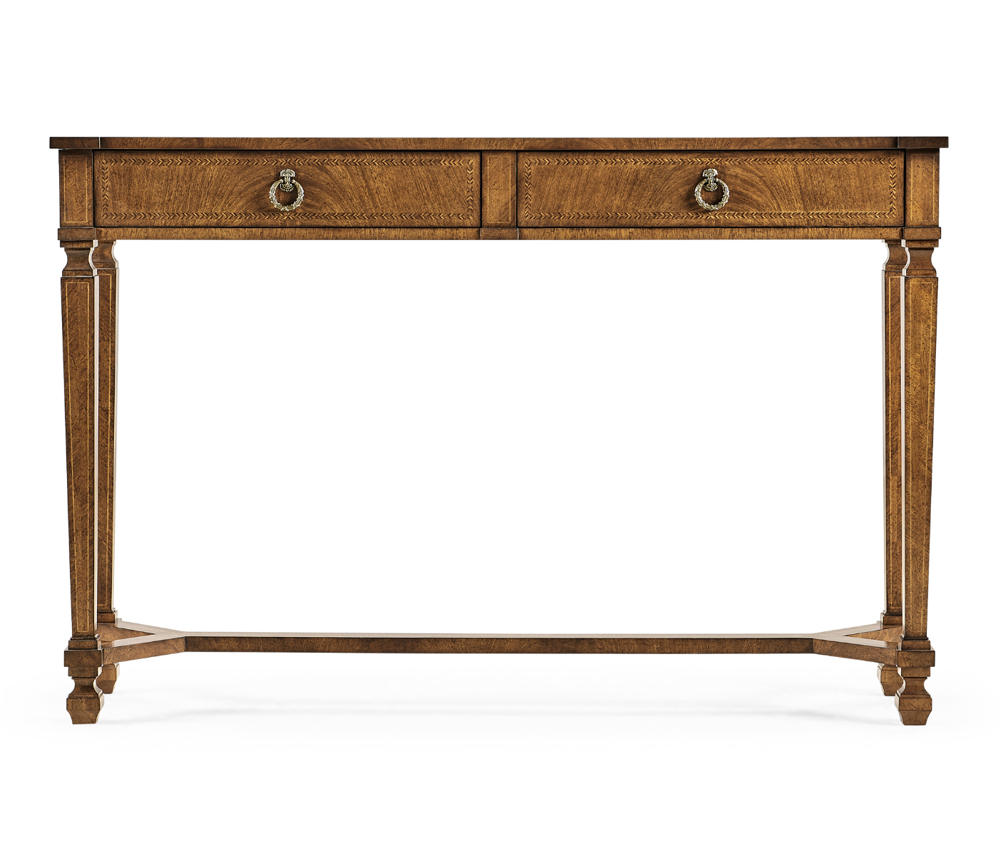 Empire style walnut two drawer console
