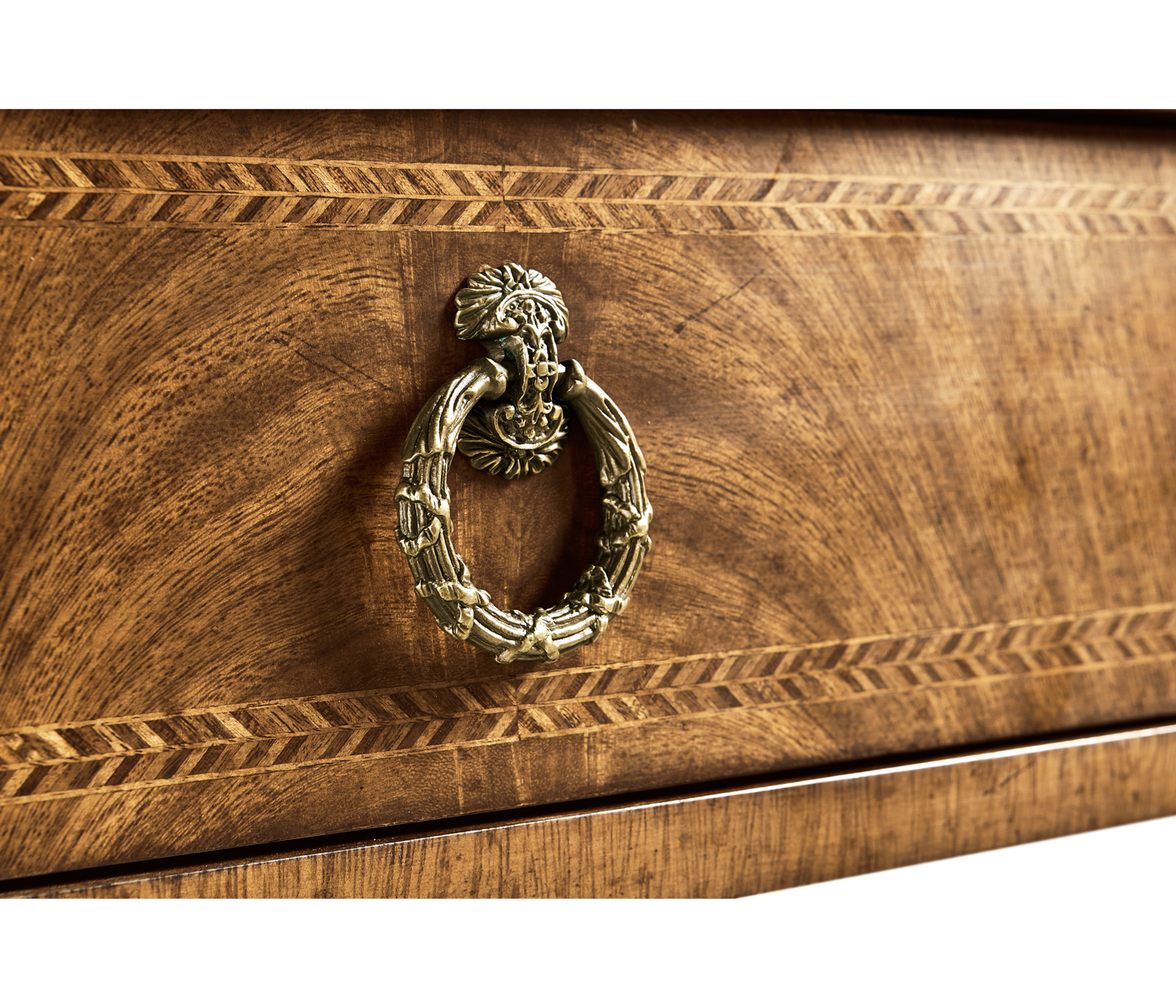 Empire style walnut two drawer console