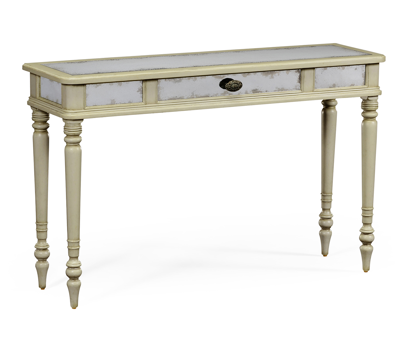 Grey painted and églomisé console