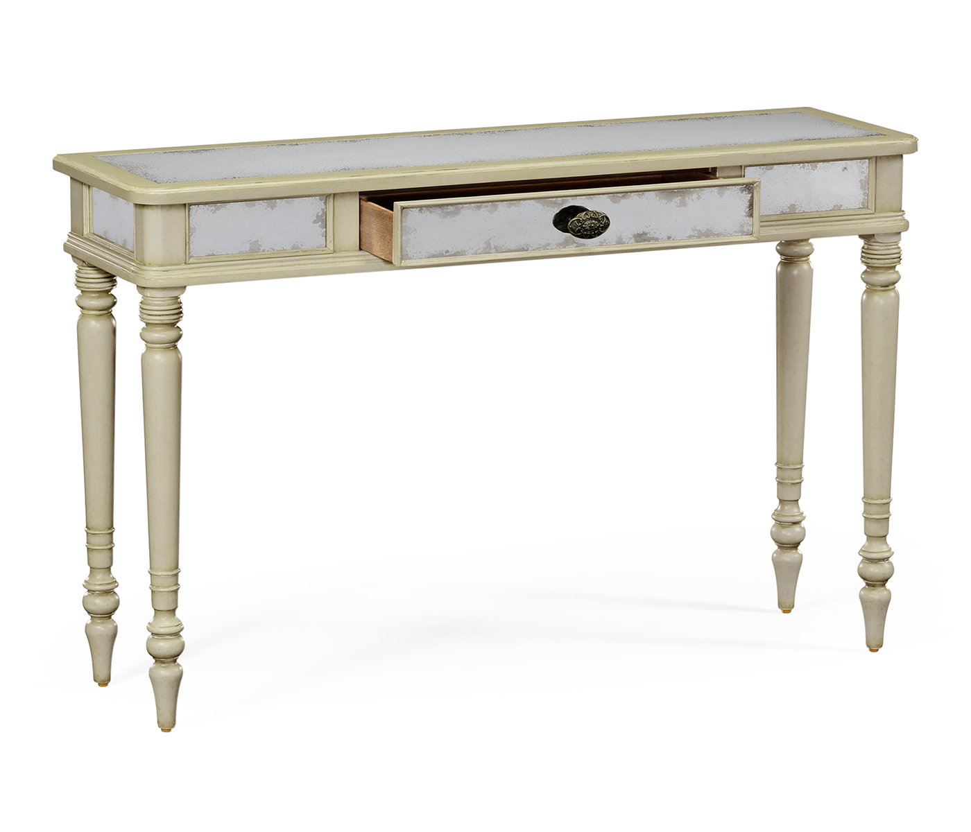 Grey painted and églomisé console