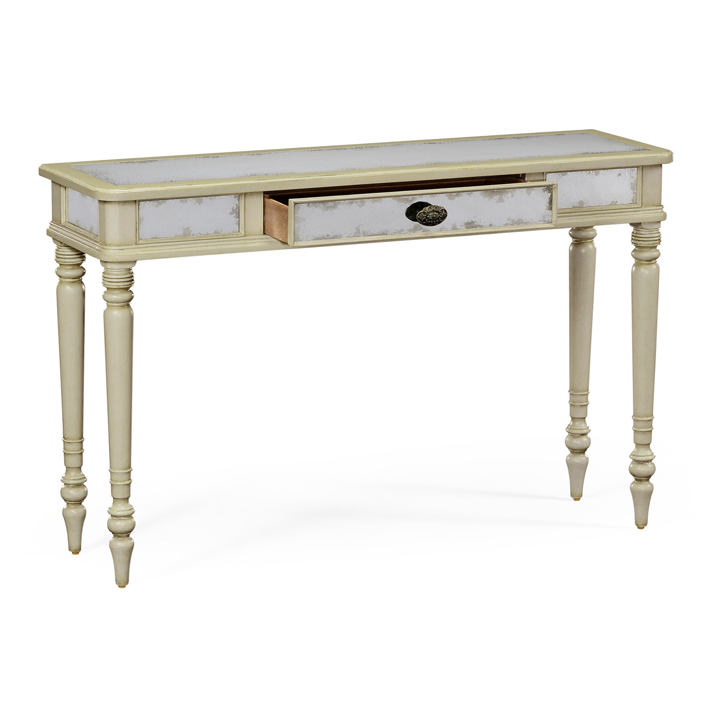 Grey painted and églomisé console