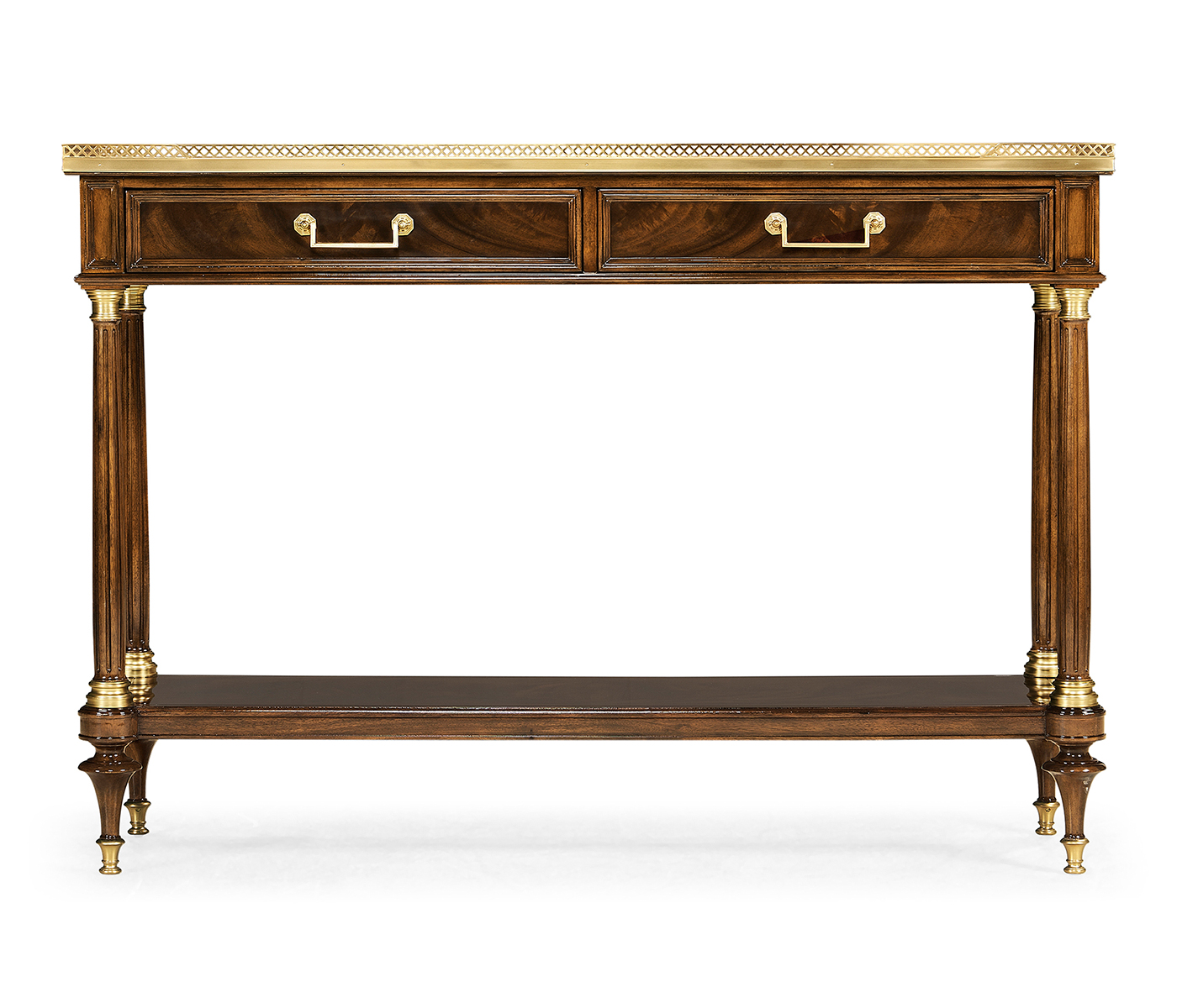 French style Mahogany console with brass gallery