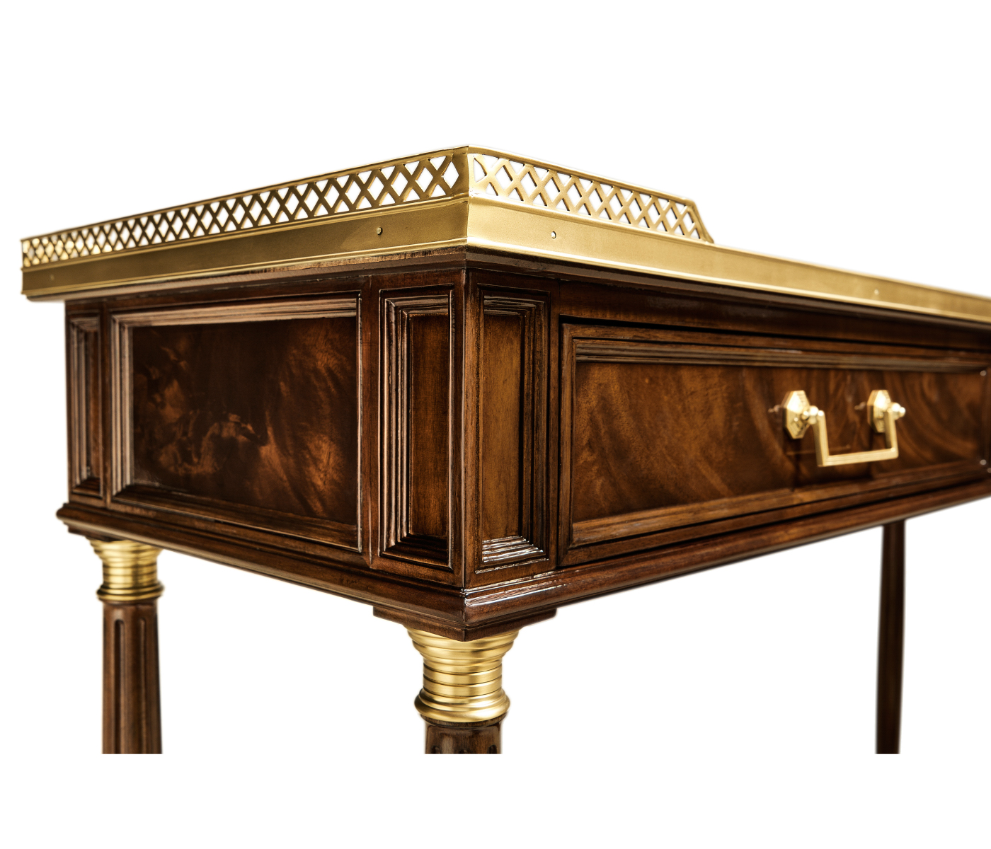 French style Mahogany console with brass gallery