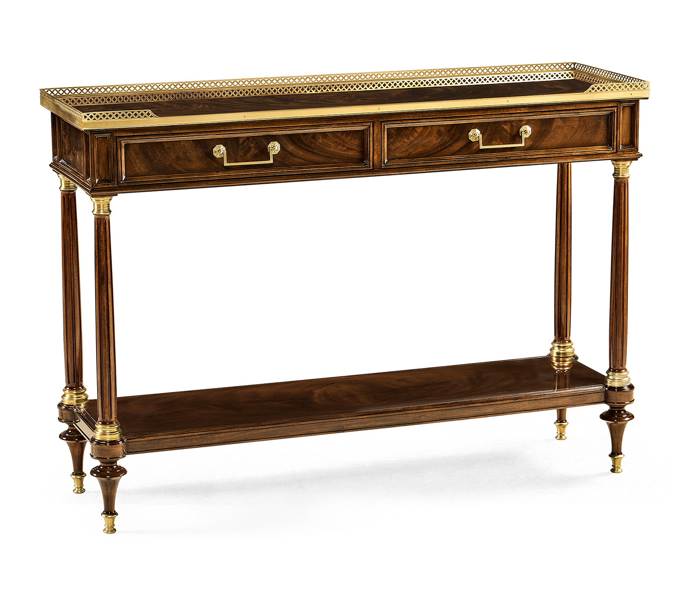 French style Mahogany console with brass gallery