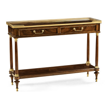 French style Mahogany console with brass gallery