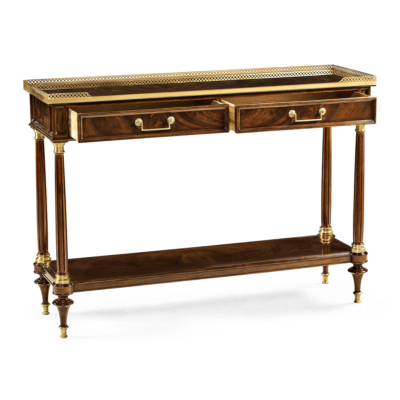 French style Mahogany console with brass gallery