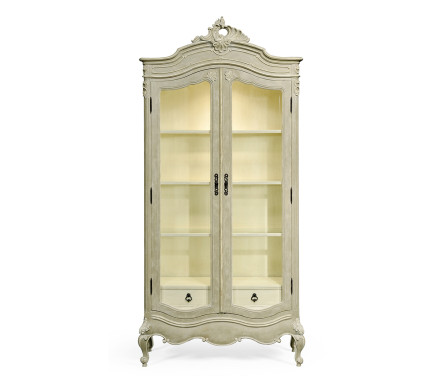 French Provincial Grey Glazed Display Cabinet