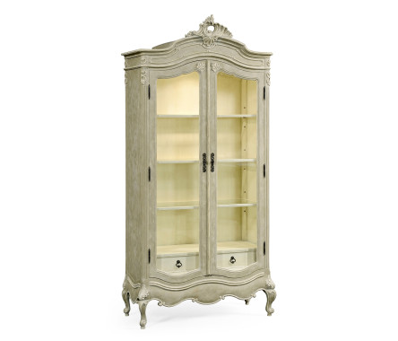 French Provincial Grey Glazed Display Cabinet
