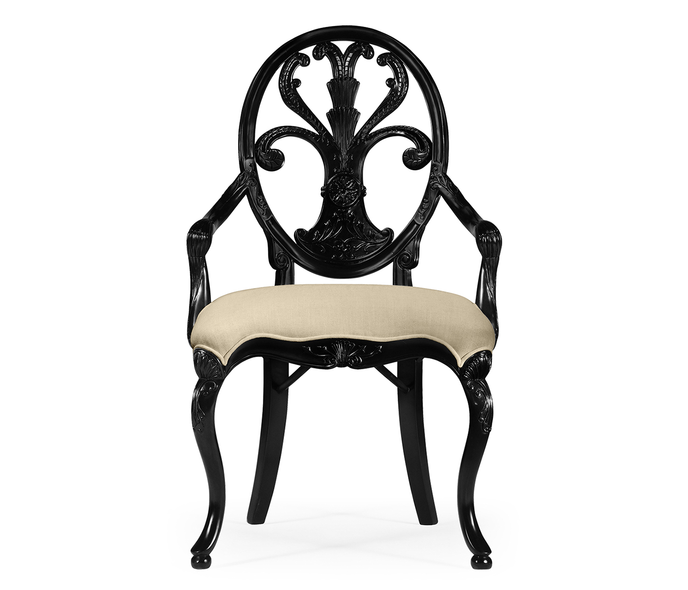 Sheraton Black Oval Back Arm Chair
