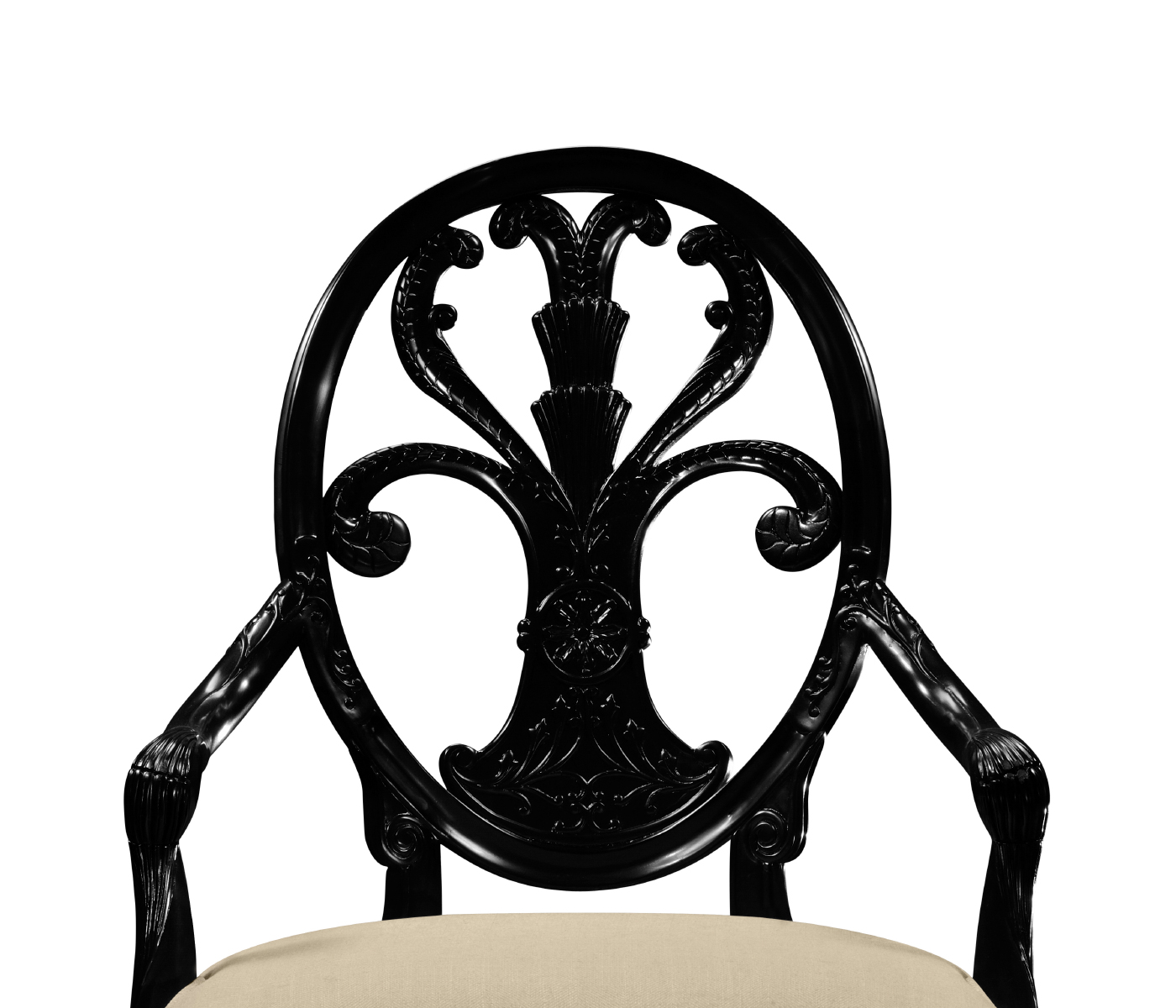 Sheraton Black Oval Back Arm Chair