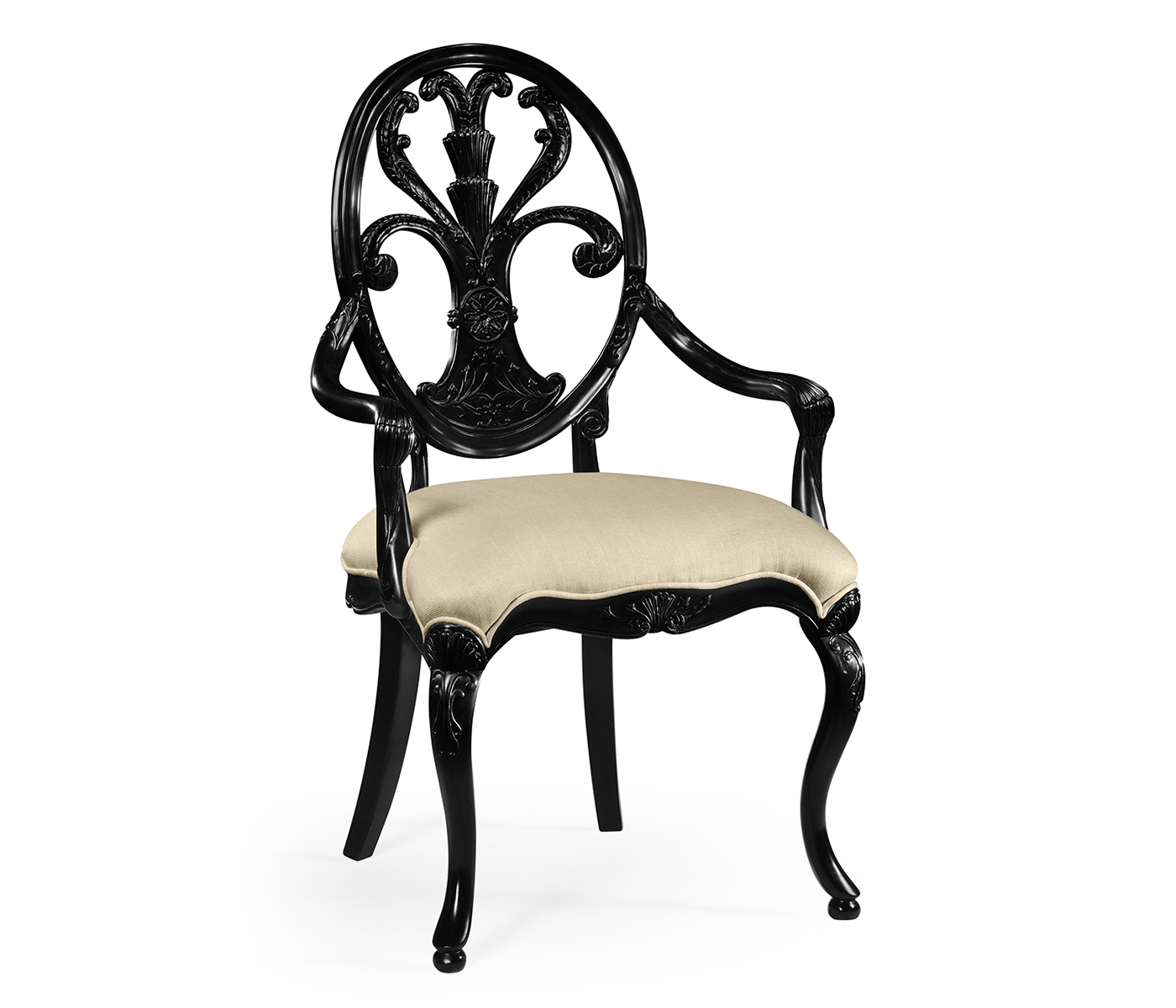 Sheraton Black Oval Back Arm Chair